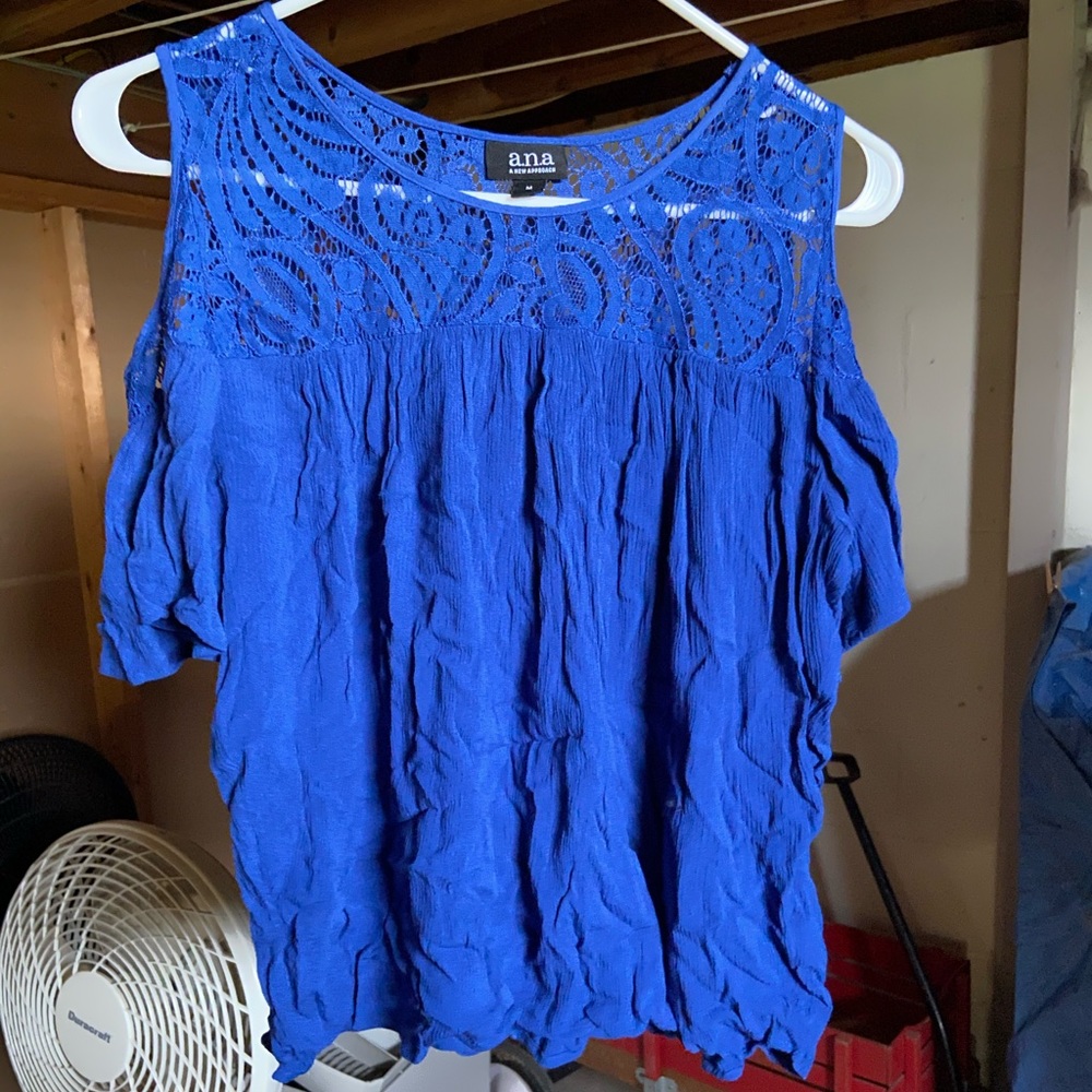 Royal Blue Cold Shoulder Top. Size medium.